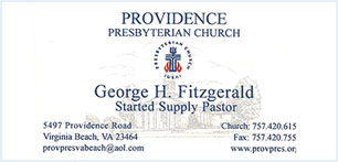 Providence Presbyterian Church business card